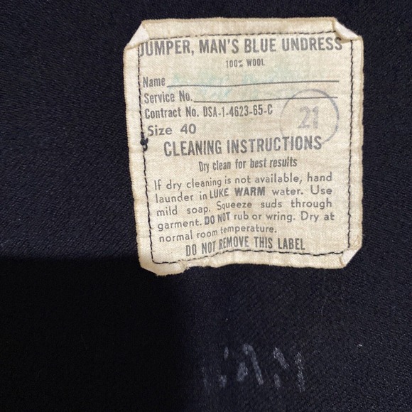 Navy Jumper, Men's Blue Undress, Vtg 100% Wool Size 40 With Patch - Picture 3 of 6